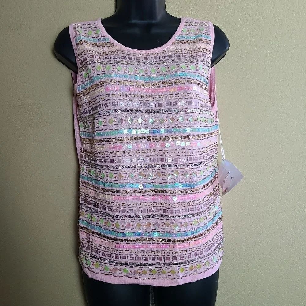 NWT Joseph A. Beaded Sleeveless Top